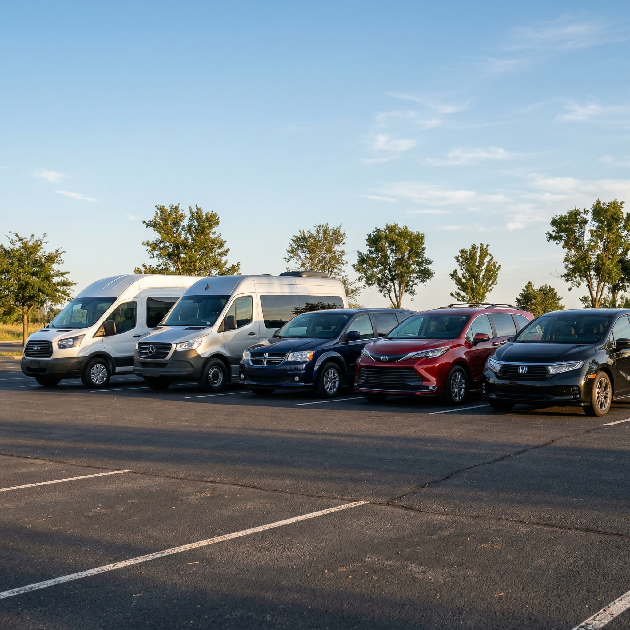 Zowp fleet of shuttle buses and passenger vans